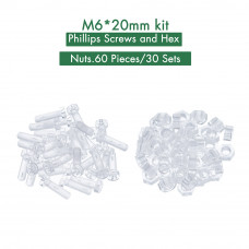 M6 * 20 mm PC Clear Acrylic Screw and Nut Kit M6 * 20 mm PC Clear Acrylic Screw and Nut Kit