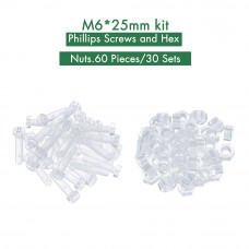 M6 * 25 mm PC Clear Acrylic Screw and Nut Kit M6 * 25 mm PC Clear Acrylic Screw and Nut Kit