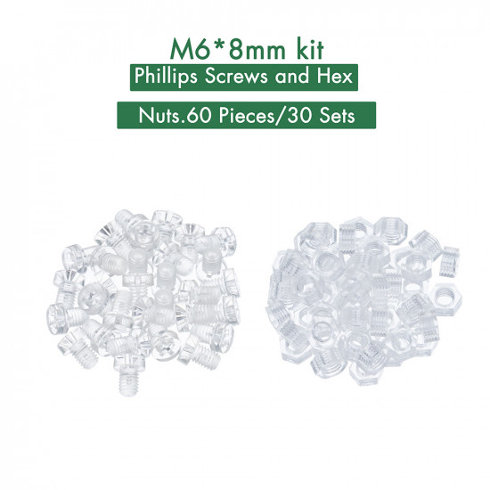M6 * 8 mm PC Clear Acrylic Screw and Nut Kit