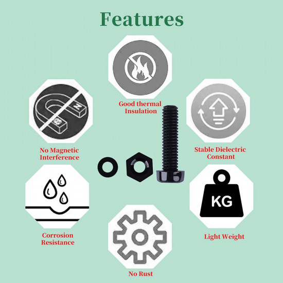 M2.5 * 10 mm Black Nylon Screws and Nuts Kit with Washers M2.5 * 10 mm Black Nylon Screws and Nuts Kit with Washers
