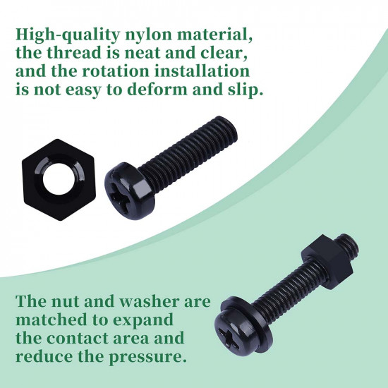 M2.5 * 10 mm Black Nylon Screws and Nuts Kit with Washers M2.5 * 10 mm Black Nylon Screws and Nuts Kit with Washers