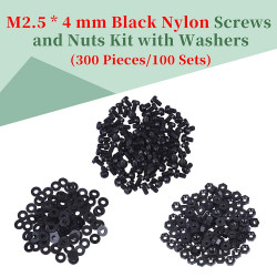 M2.5 * 4 mm Black Nylon Screws and Nuts Kit with Washers