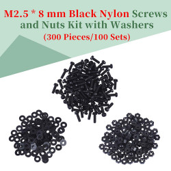 M2.5 * 8 mm Black Nylon Screws and Nuts Kit with Washers