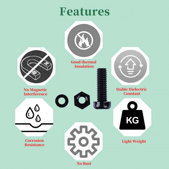M2.5 * 8 mm Black Nylon Screws and Nuts Kit with Washers M2.5 * 8 mm Black Nylon Screws and Nuts Kit with Washers