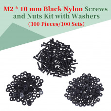 M2 * 10 mm Black Nylon Screws and Nuts Kit with Washers M2 * 10 mm Black Nylon Screws and Nuts Kit with Washers