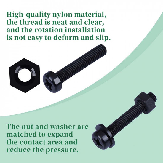M2 * 10 mm Black Nylon Screws and Nuts Kit with Washers M2 * 10 mm Black Nylon Screws and Nuts Kit with Washers