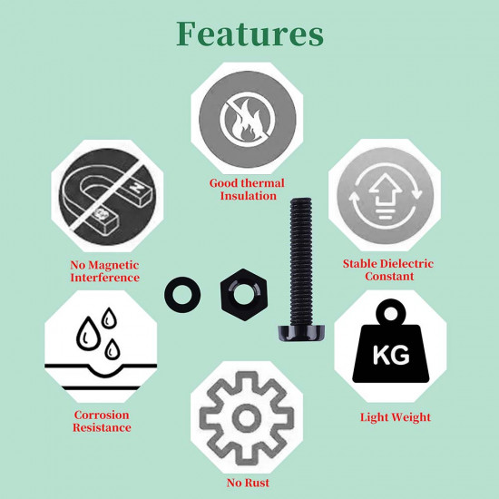 M2 * 20 mm Black Nylon Screws and Nuts Kit with Washers M2 * 20 mm Black Nylon Screws and Nuts Kit with Washers