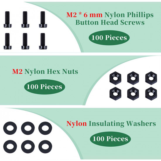 M2 * 6 mm Black Nylon Screws and Nuts Kit with Washers M2 * 6 mm Black Nylon Screws and Nuts Kit with Washers