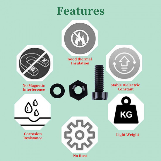 M2 * 6 mm Black Nylon Screws and Nuts Kit with Washers M2 * 6 mm Black Nylon Screws and Nuts Kit with Washers