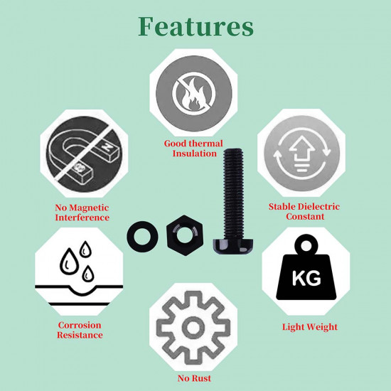 M3 * 15 mm Black Nylon Screws and Nuts Kit with Washers M3 * 15 mm Black Nylon Screws and Nuts Kit with Washers