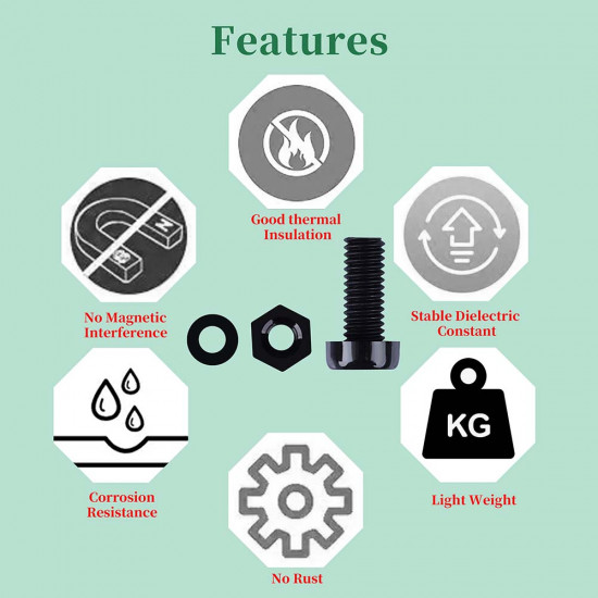 M4 * 10 mm Black Nylon Screws and Nuts Kit with Washers M4 * 10 mm Black Nylon Screws and Nuts Kit with Washers