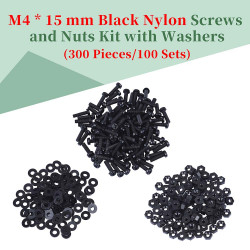 M4 * 15 mm Black Nylon Screws and Nuts Kit with Washers