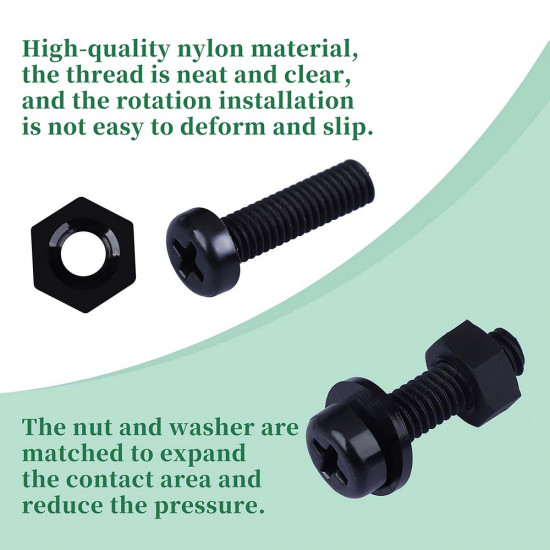 M4 * 15 mm Black Nylon Screws and Nuts Kit with Washers M4 * 15 mm Black Nylon Screws and Nuts Kit with Washers