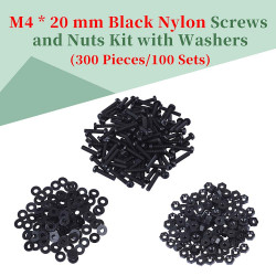 M4 * 20 mm Black Nylon Screws and Nuts Kit with Washers