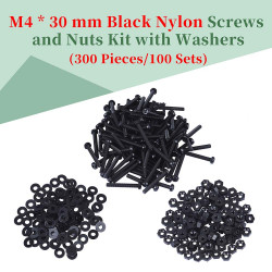 M4 * 30 mm Black Nylon Screws and Nuts Kit with Washers