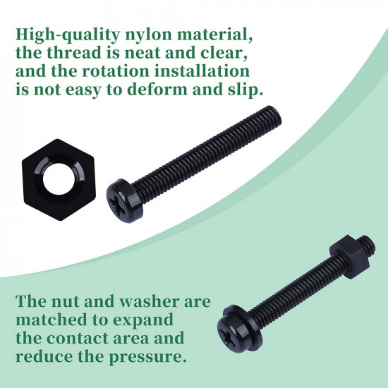 M4 * 30 mm Black Nylon Screws and Nuts Kit with Washers M4 * 30 mm Black Nylon Screws and Nuts Kit with Washers