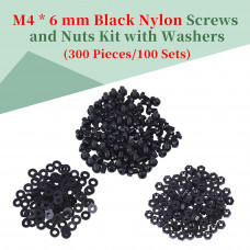 M4 * 6 mm Black Nylon Screws and Nuts Kit with Washers M4 * 6 mm Black Nylon Screws and Nuts Kit with Washers
