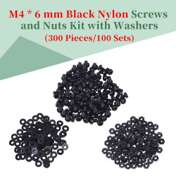 M4 * 6 mm Black Nylon Screws and Nuts Kit with Washers