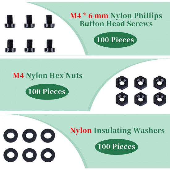 M4 * 6 mm Black Nylon Screws and Nuts Kit with Washers