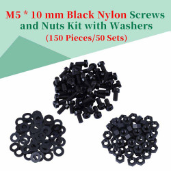 M5 * 10 mm Black Nylon Screws and Nuts Kit with Washers