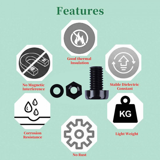 M5 * 10 mm Black Nylon Screws and Nuts Kit with Washers