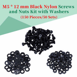 M5 * 12 mm Black Nylon Screws and Nuts Kit with Washers