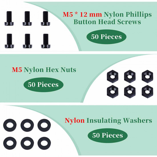 M5 * 12 mm Black Nylon Screws and Nuts Kit with Washers