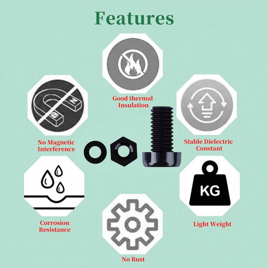 M5 * 12 mm Black Nylon Screws and Nuts Kit with Washers M5 * 12 mm Black Nylon Screws and Nuts Kit with Washers