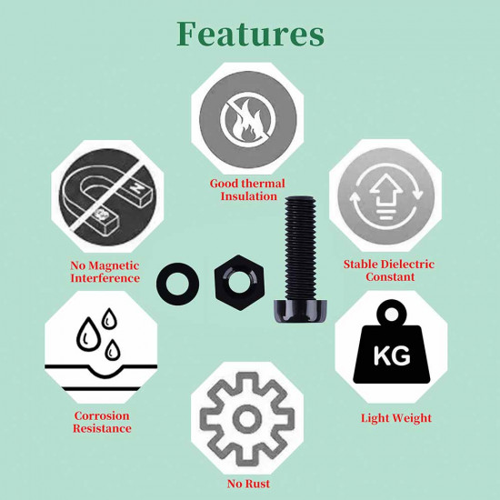 M5 * 20 mm Black Nylon Screws and Nuts Kit with Washers M5 * 20 mm Black Nylon Screws and Nuts Kit with Washers