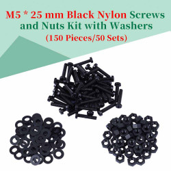 M5 * 25 mm Black Nylon Screws and Nuts Kit with Washers