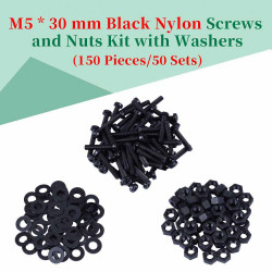 M5 * 30 mm Black Nylon Screws and Nuts Kit with Washers
