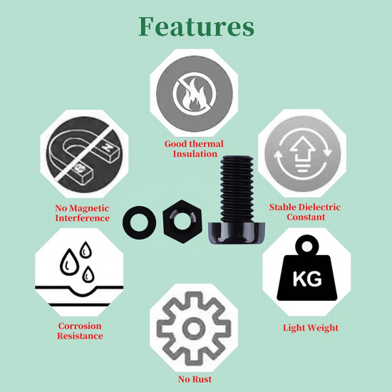 M6 * 12 mm Black Nylon Screws and Nuts Kit with Washers M6 * 12 mm Black Nylon Screws and Nuts Kit with Washers