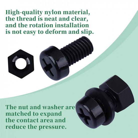 M6 * 12 mm Black Nylon Screws and Nuts Kit with Washers M6 * 12 mm Black Nylon Screws and Nuts Kit with Washers
