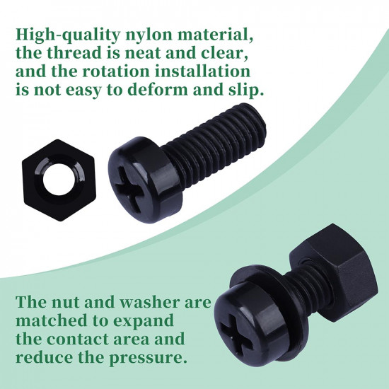 M6 * 15 mm Black Nylon Screws and Nuts Kit with Washers M6 * 15 mm Black Nylon Screws and Nuts Kit with Washers