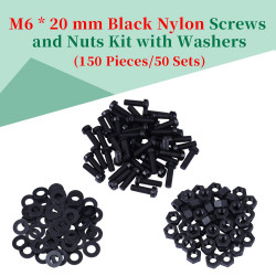 M6 * 20 mm Black Nylon Screws and Nuts Kit with Washers