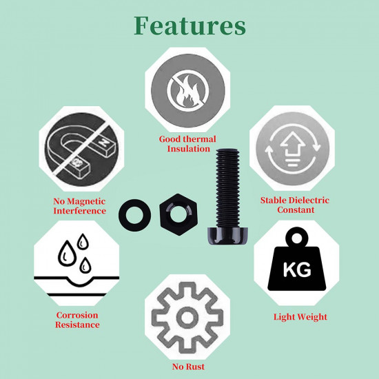 M6 * 20 mm Black Nylon Screws and Nuts Kit with Washers M6 * 20 mm Black Nylon Screws and Nuts Kit with Washers