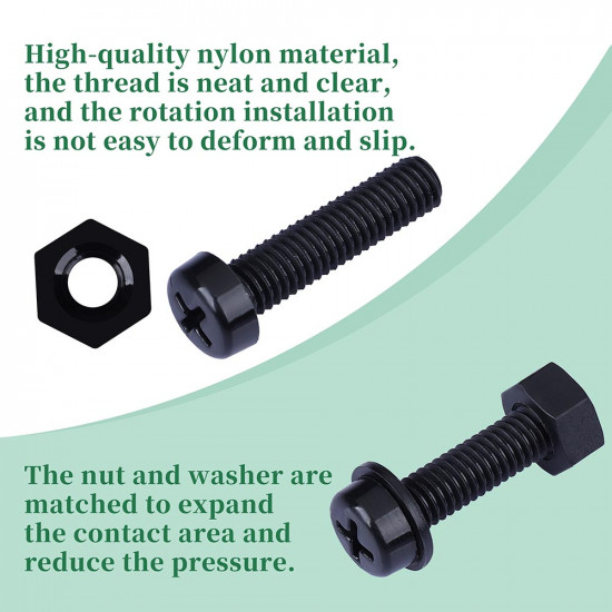 M6 * 30 mm Black Nylon Screws and Nuts Kit with Washers M6 * 30 mm Black Nylon Screws and Nuts Kit with Washers