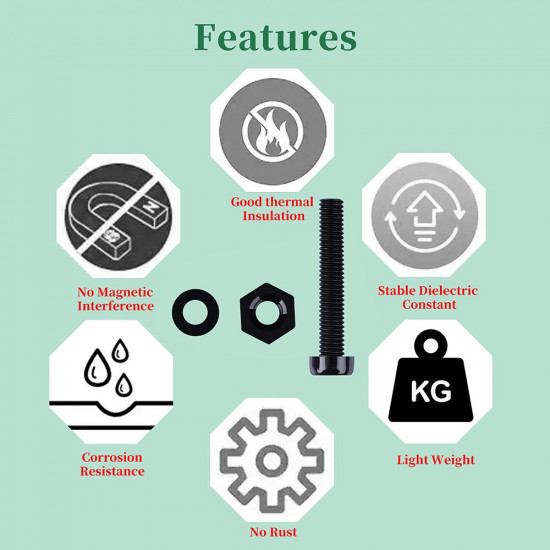 M6 * 40 mm Black Nylon Screws and Nuts Kit with Washers M6 * 40 mm Black Nylon Screws and Nuts Kit with Washers