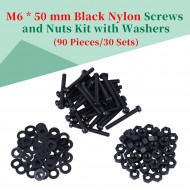 M6 * 50 mm Black Nylon Screws and Nuts Kit with Washers