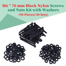 M6 * 70 mm Black Nylon Screws and Nuts Kit with Washers M6 * 70 mm Black Nylon Screws and Nuts Kit with Washers