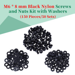 M6 * 8 mm Black Nylon Screws and Nuts Kit with Washers