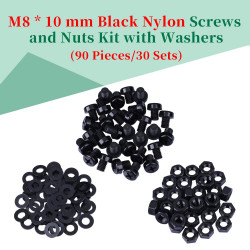 M8 * 10 mm Black Nylon Screws and Nuts Kit with Washers