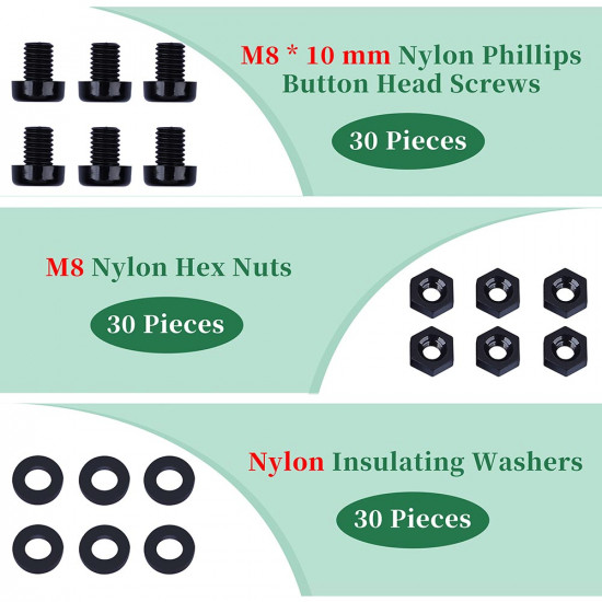 M8 * 10 mm Black Nylon Screws and Nuts Kit with Washers