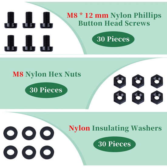 M8 * 12 mm Black Nylon Screws and Nuts Kit with Washers
