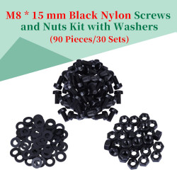 M8 * 15 mm Black Nylon Screws and Nuts Kit with Washers