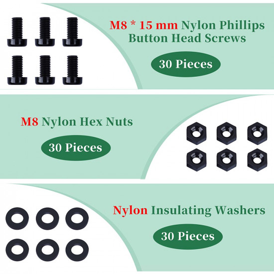 M8 * 15 mm Black Nylon Screws and Nuts Kit with Washers