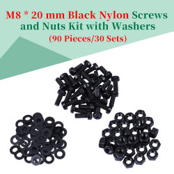 M8 * 20 mm Black Nylon Screws and Nuts Kit with Washers