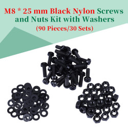 M8 * 25 mm Black Nylon Screws and Nuts Kit with Washers