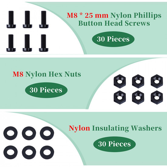 M8 * 25 mm Black Nylon Screws and Nuts Kit with Washers