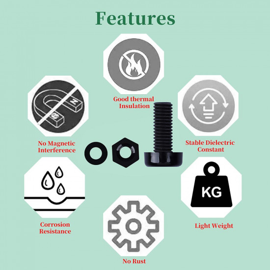 M8 * 25 mm Black Nylon Screws and Nuts Kit with Washers M8 * 25 mm Black Nylon Screws and Nuts Kit with Washers